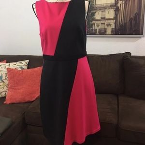 Ellen Tracy Black & Pink Color Block Dress sz 10